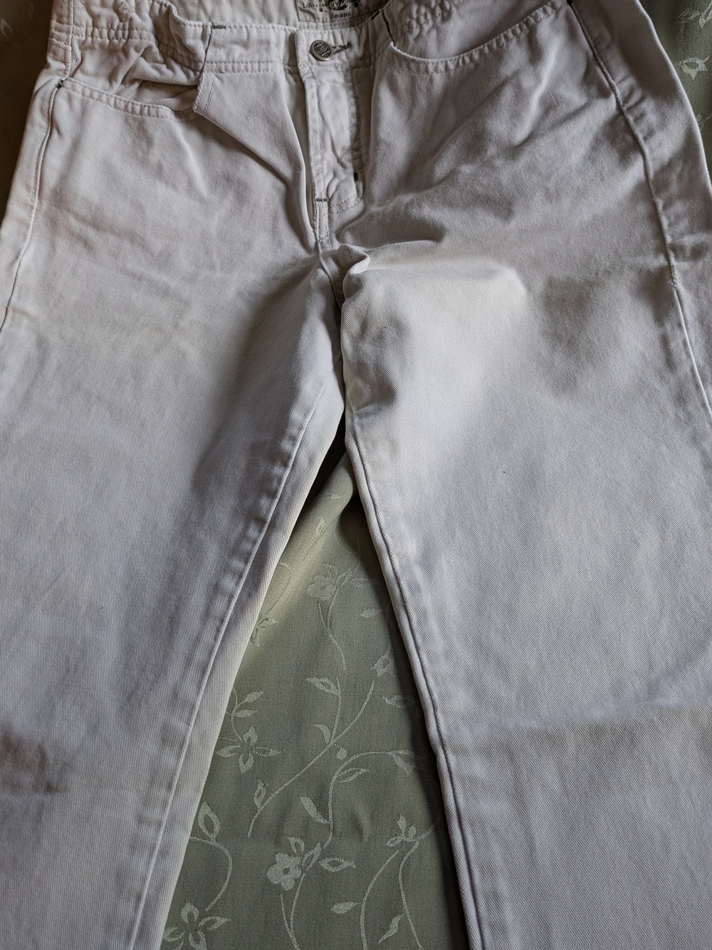 Vtg L.E.I. junior women's beige distressed cotton jeans, size 9